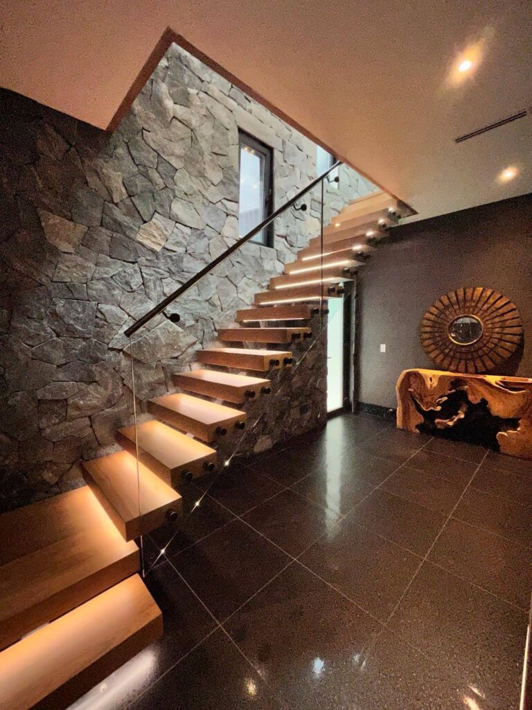 Rustic Floating Steps Staircase Design